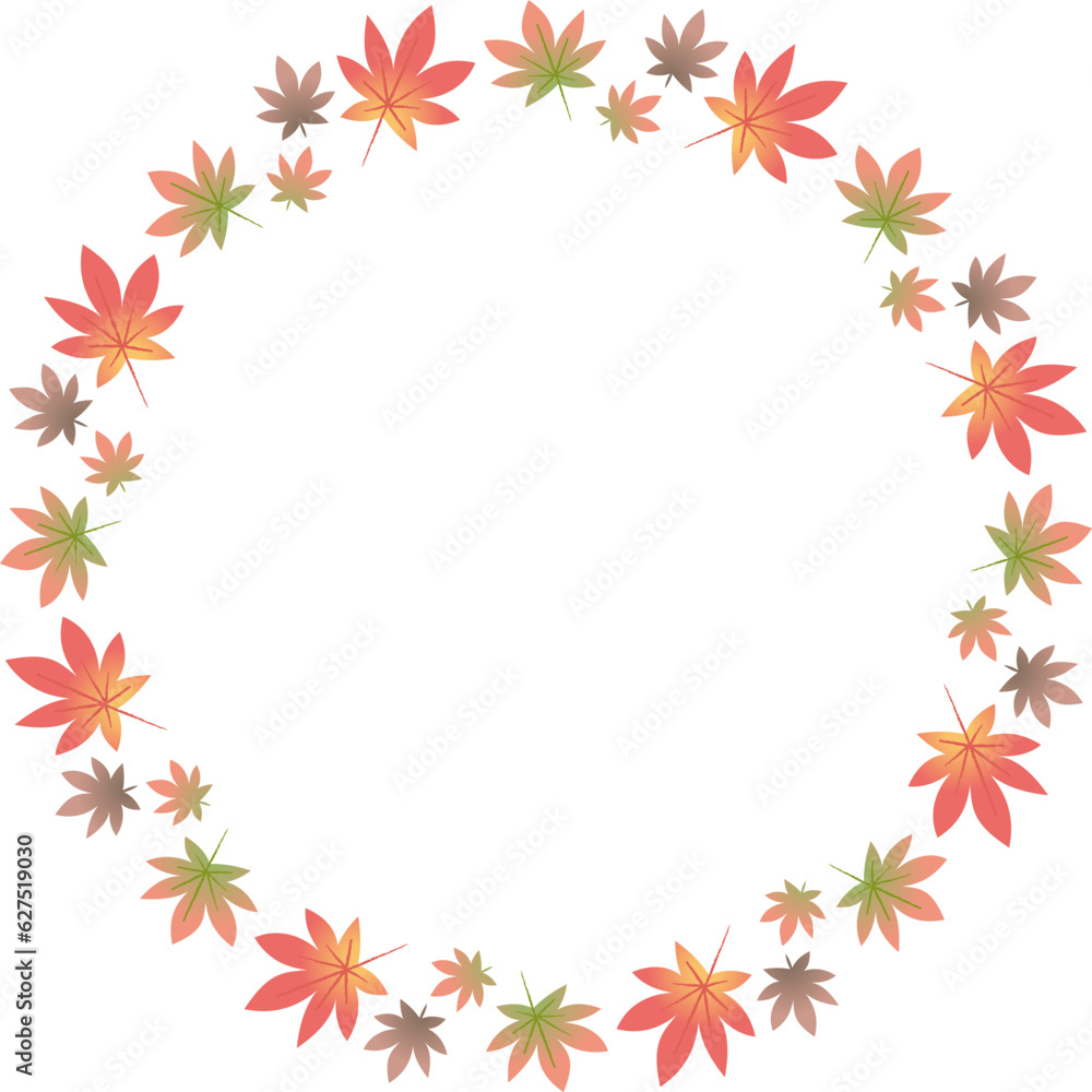 秋の紅葉のリースのベクターフレーム画像 秋の紅葉のリースのベクターフレーム画像