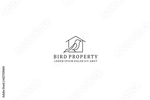 Bird house home logo design property real estate icon symbol