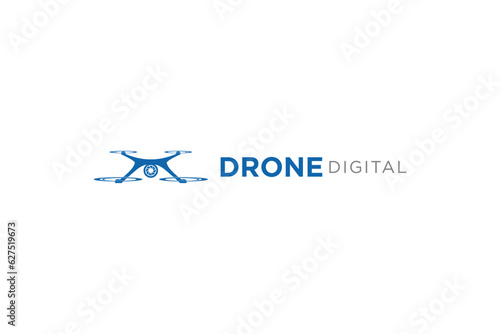 Drone aerial uav logo design quadcopter remote control icon symbol