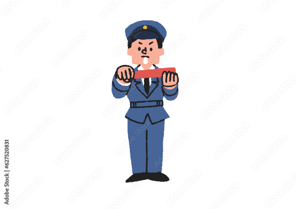 止まれのポーズをしている警察官または警備員のイラスト