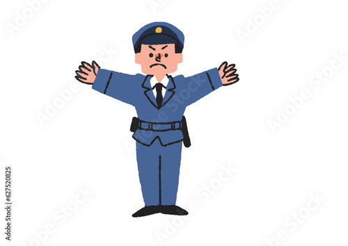 とまれのポーズをしている警察官または警備員のイラスト