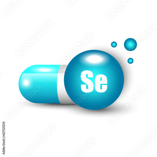 Vitamin Se capsule. Science medic concept. Vector illustration. EPS 10.