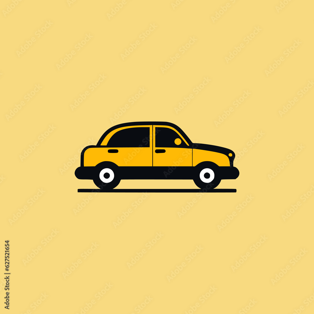 simple yellow taxi car transportation logo vector illustration template design