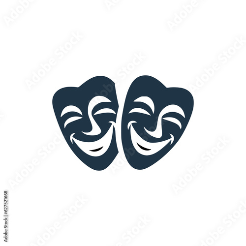 simple theater mask funny face logo vector illustration template design