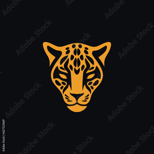 simple gold cheetah head wild animal adventure logo vector illustration template design