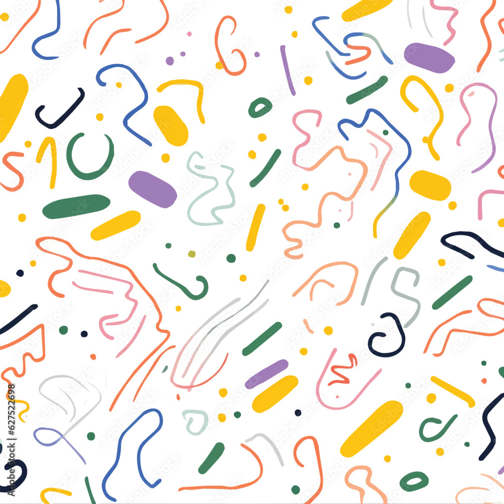 Playful Fun Colorful Line Doodle Pattern Playful Fun Colorful Line Doodle Pattern