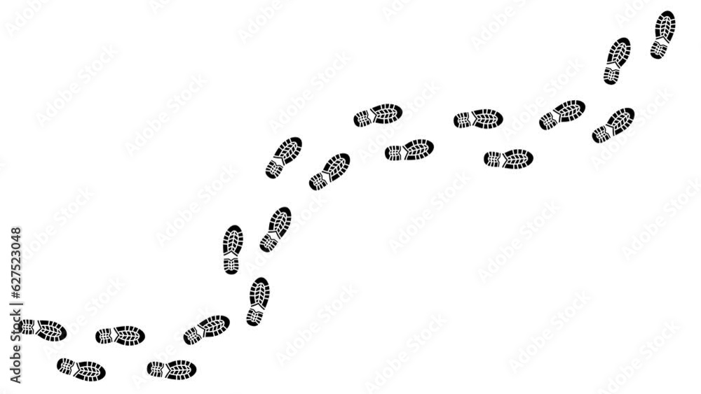 Step footprints path isolated on white background