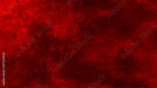 Red cement wall background with free space for text. Red grungy backdrop with splatters. Horror red background