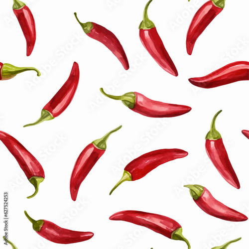 Chili pepper watercolor seamless pattern vector
