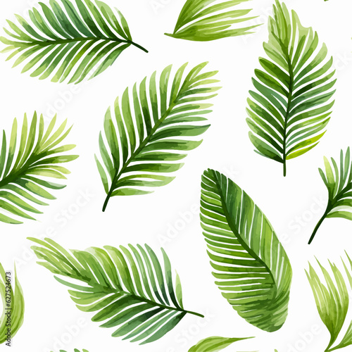 Exotic tropical leaf watercolor seamless pattern vector