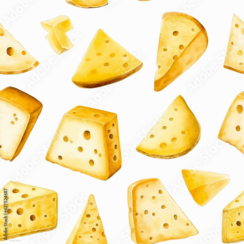 Cheese watercolor seamless pattern vector