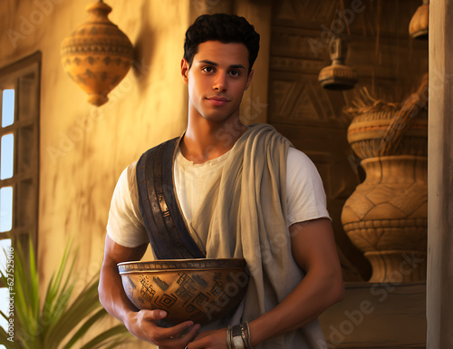 An Illustration of Young Joseph of the Bible as a Servant in Ancient Egypt