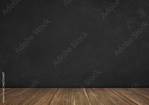 background for photo studio with wooden floor and beige concrete backdrop. empty cement wall room studio background and floor perspective, well editing montage for product displayed.