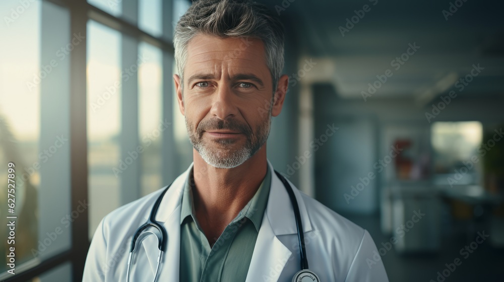 Portrait of a doctor with bright background. Made with Generative AI. Portrait of a doctor with bright background. Made with Generative AI.
