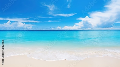 Beautiful beach with white sand landscape, Beautiful tropical beach ocean and blue sky with clouds in sunny day. 