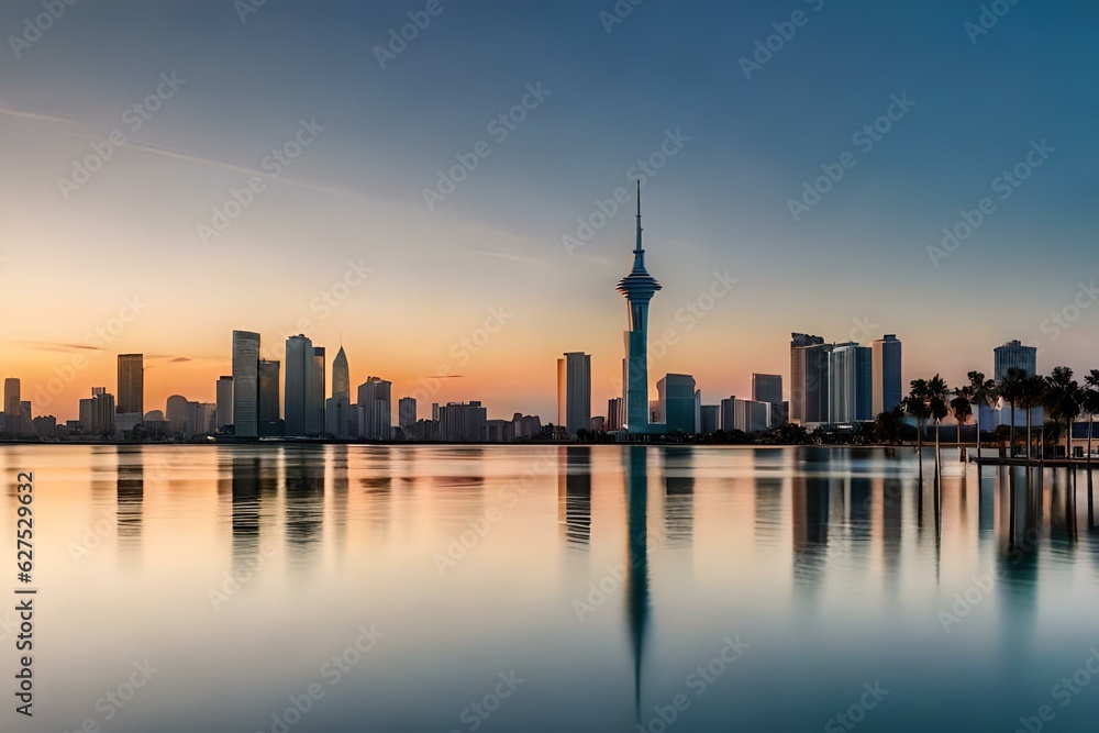Fototapeta premium city skyline at sunset