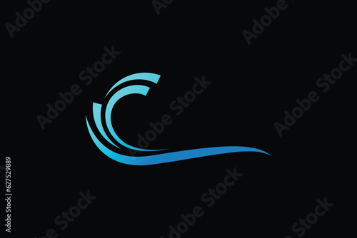 Minimal and Trendy Professional blue Wave Icon vector Logo Design