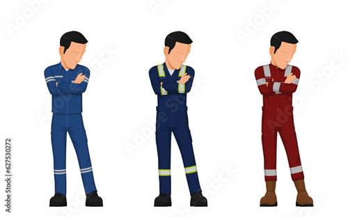 worker is looking at something on the floor