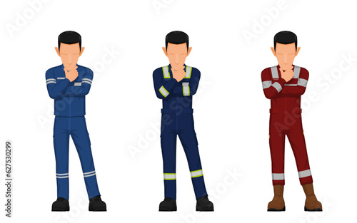 worker is looking at something on the floor