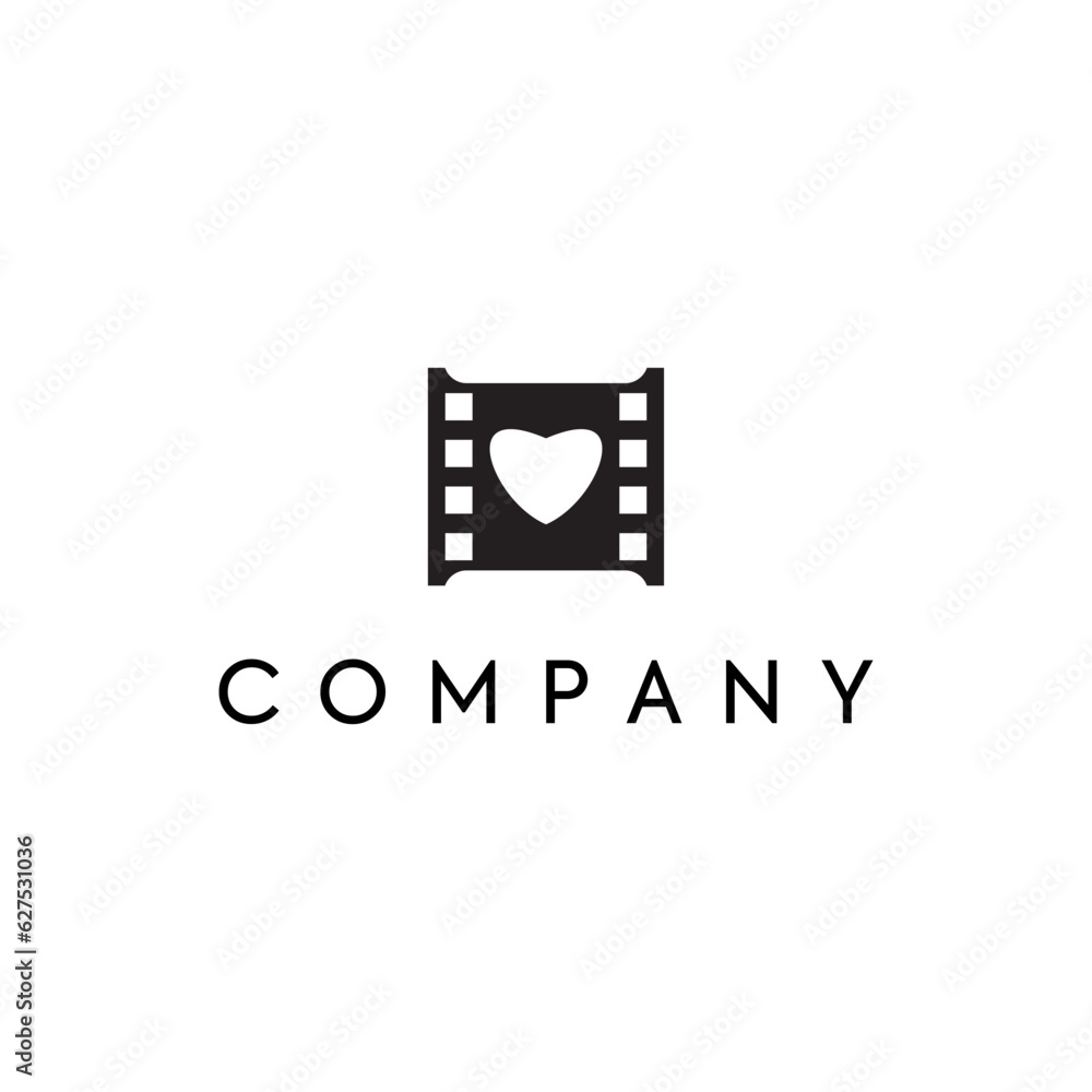 Film real logo design, media logo, entertainment logo, heart logo
