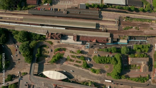 Top down aerial shot over Basingstoke station entrance photo