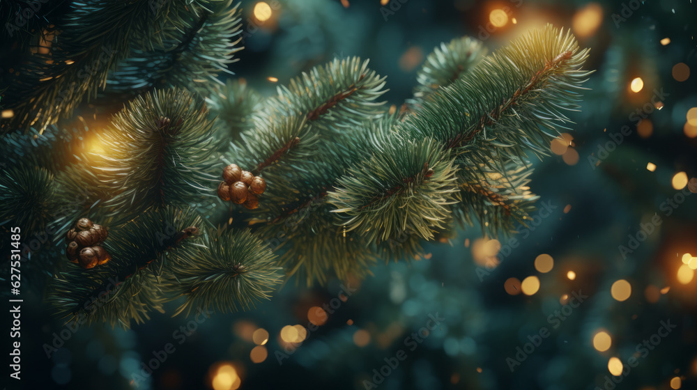 Magic branches of blue spruces at evening time. generated ai. Magic branches of blue spruces at evening time. generated ai.