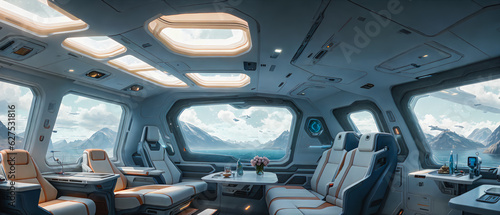 Space Base Odyssey, Futuristic Interior. Generative AI. © 4K_Heaven