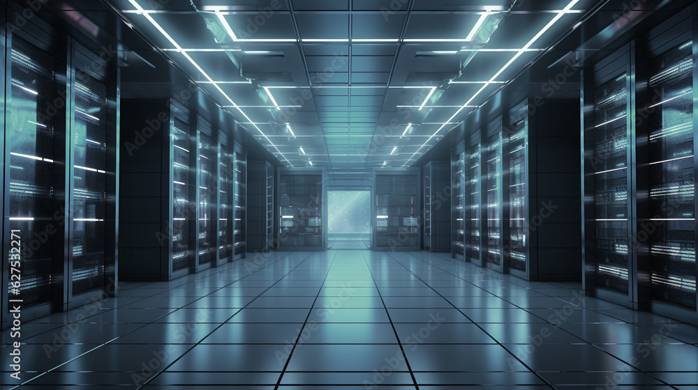 computer server control room for collect big data. data center and information management concept. generative AI computer server control room for collect big data. data center and information management concept. generative AI