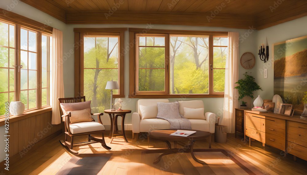 Interior of an old house. living room. Generative AI. Interior of an old house. living room. Generative AI.
