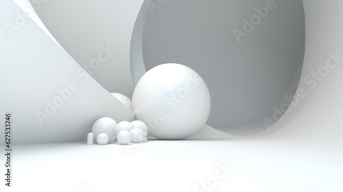 White gypsum composition for a mocap of spheres and a white cave. Ai generation