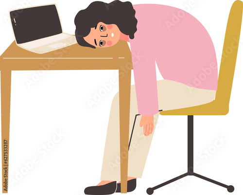 Принти на полотні tired, no energy woman cartoon illustration