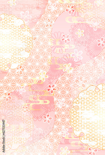 桜　和柄　年賀状　背景