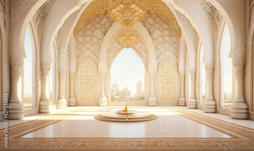 Fotografia white and gold stylish Muslim prayer room