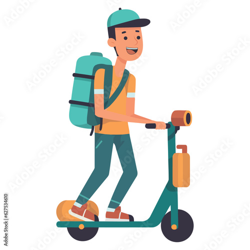 Boy riding push scooter design