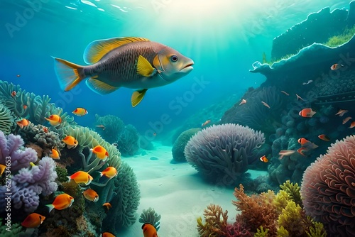 coral reef and fish generated by AI tool