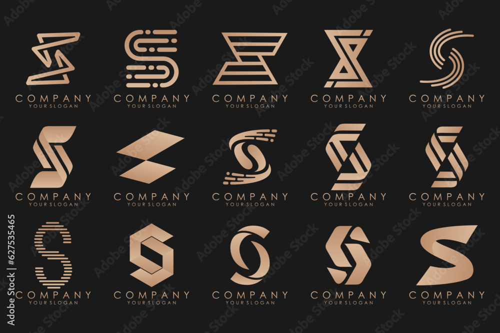 Abstract collection with letters S logo design. creative design logotype S with gold color. Abstract collection with letters S logo design. creative design logotype S with gold color.
