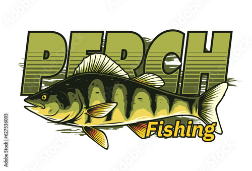 perch fishing logo design illustration