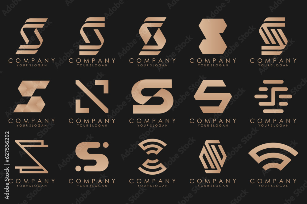Abstract collection with letters S logo design. creative design logotype S with gold color. Abstract collection with letters S logo design. creative design logotype S with gold color.