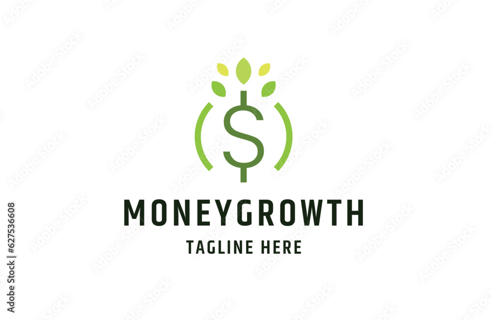 Money growth finance investment logo icon design template flat vector