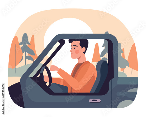 Man driving land vehicle