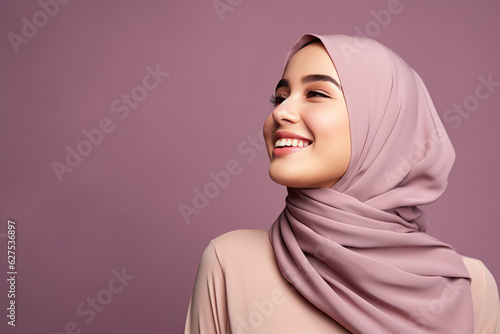 Canvas Print young malay muslim woman wearing hijab smiling.