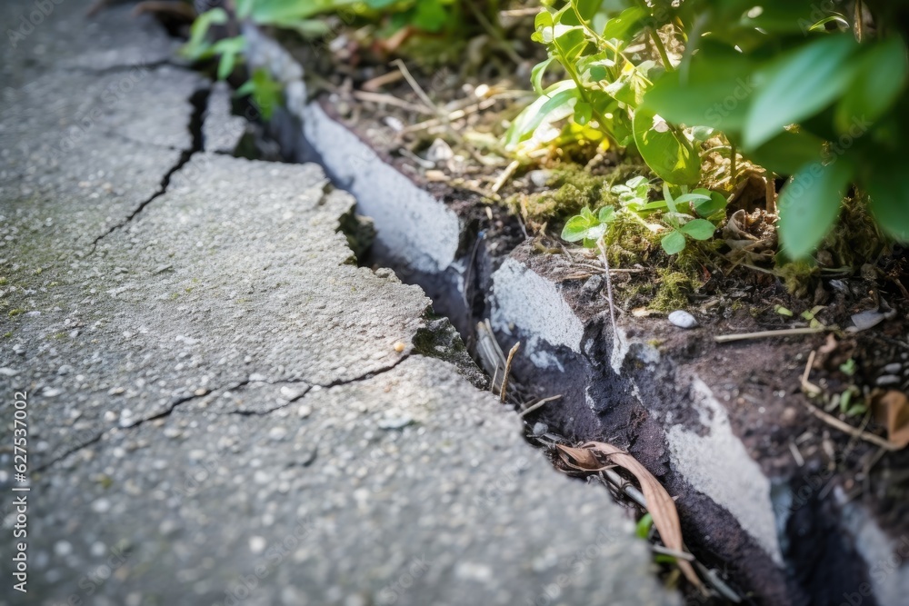 Crack Found Near the Corner of a Residential Property's Foundation, Indicating Foundation Problems Crack Found Near the Corner of a Residential Property's Foundation, Indicating Foundation Problems