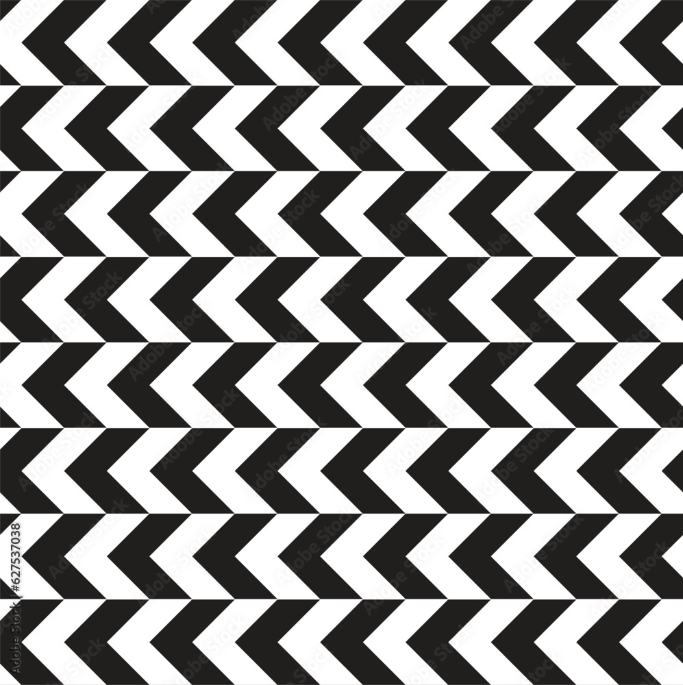 Black and white geometric seamless pattern. Vector background. Black and white texture with optical illusion effect. Print