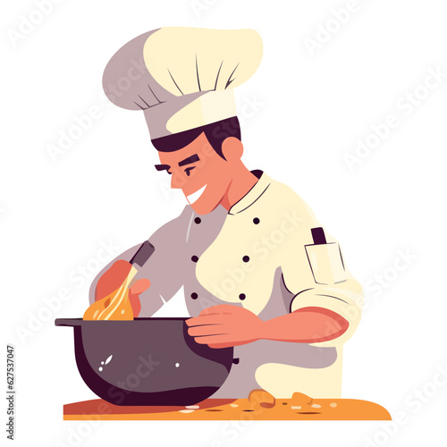 Chef preparing gourmet meal in kitchen