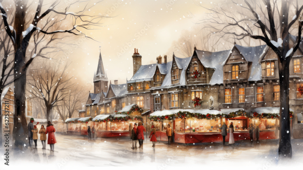 Christmas market illustration. generated ai.
