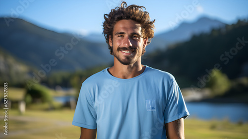 smiling man wearing t-shirt Generative AI