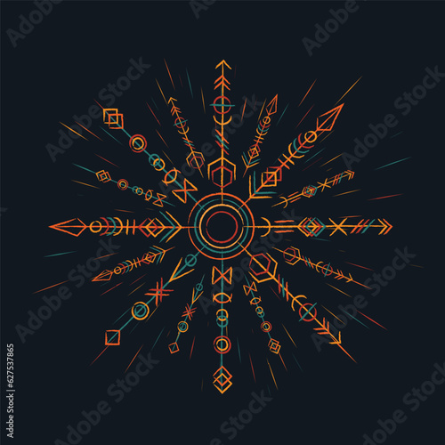 Abstract runic boho color symbol