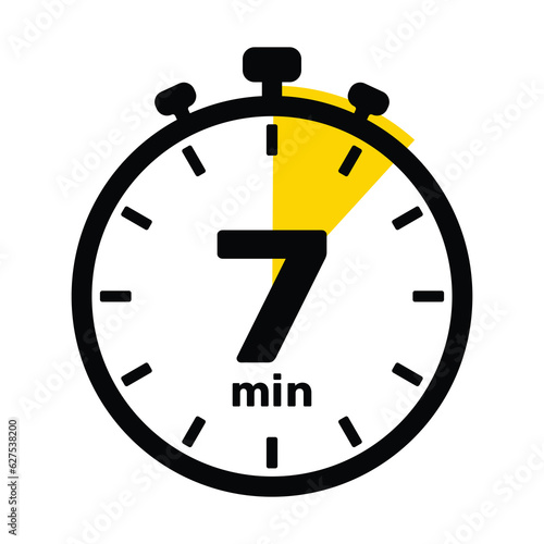 7 Minutes Analog Clock Icon white background .