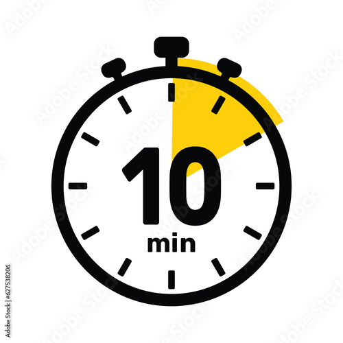 10 Minutes Analog Clock Icon white background .
