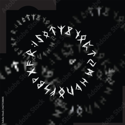 Black runes circle with blur